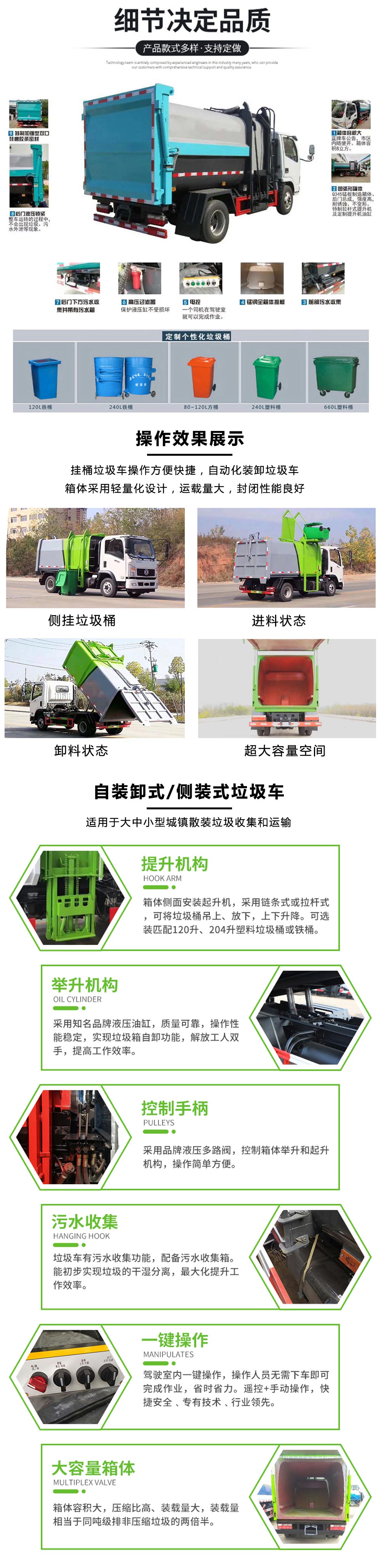 東風(fēng)小多利卡無泄漏后掛桶垃圾車